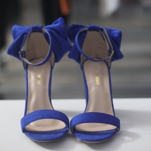 Fashion Nova Royal Blue Heeled Sandal with Bow